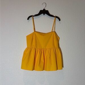 Express Yellow Spaghetti Strap Peplum Camisole